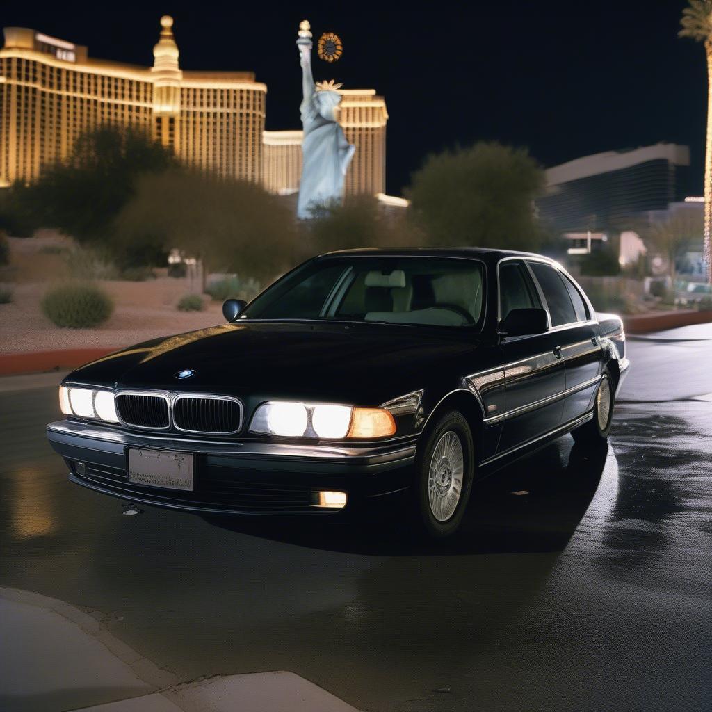 Chiếc BMW 7-Series đen của Tupac Shakur tại Las Vegas năm 1996