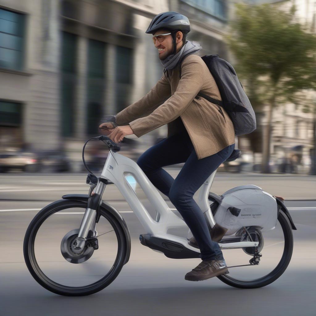 BMW Active Hybrid eBike di chuyển trên đường phố