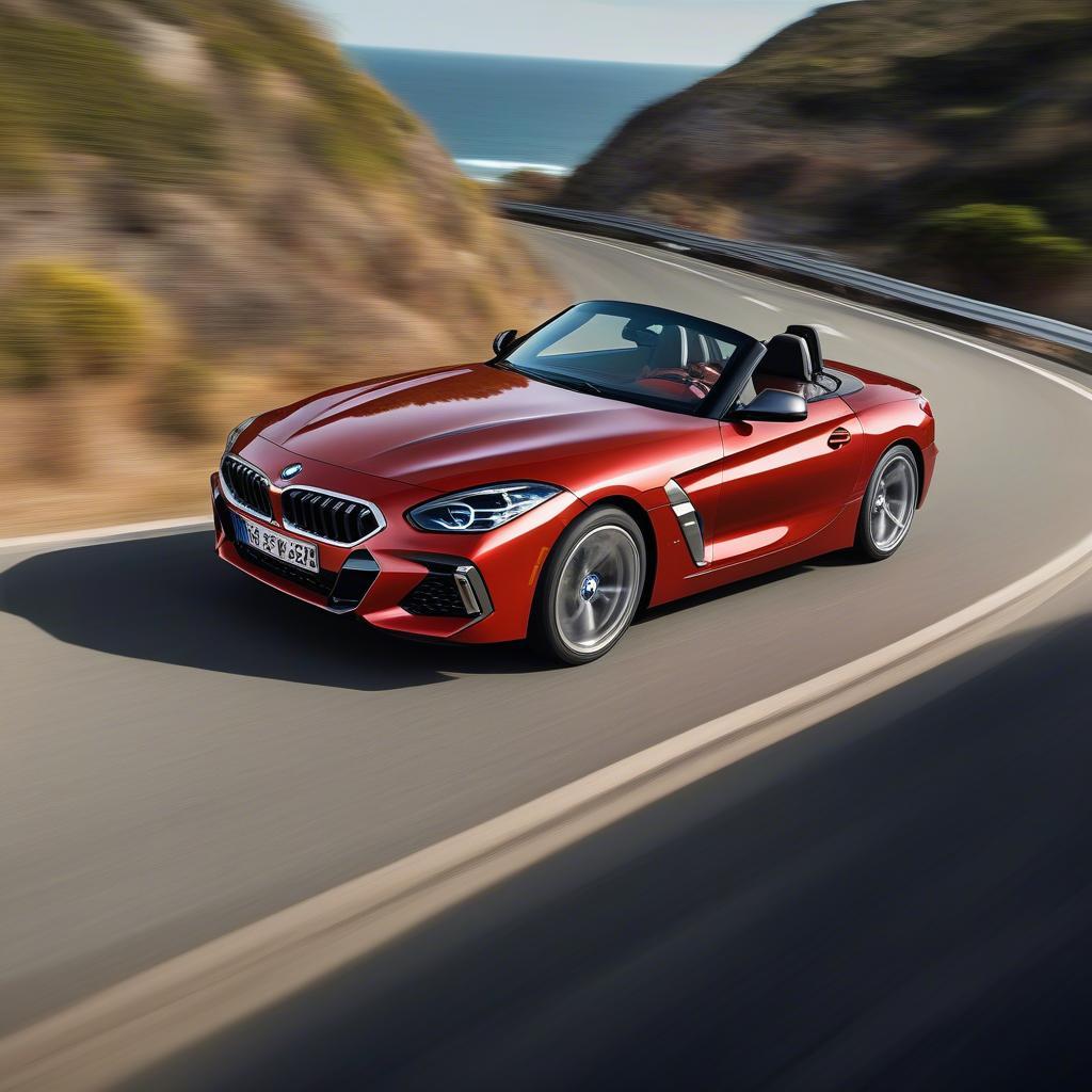 BMW Z4 2017 màu đỏ đang chạy trên đường