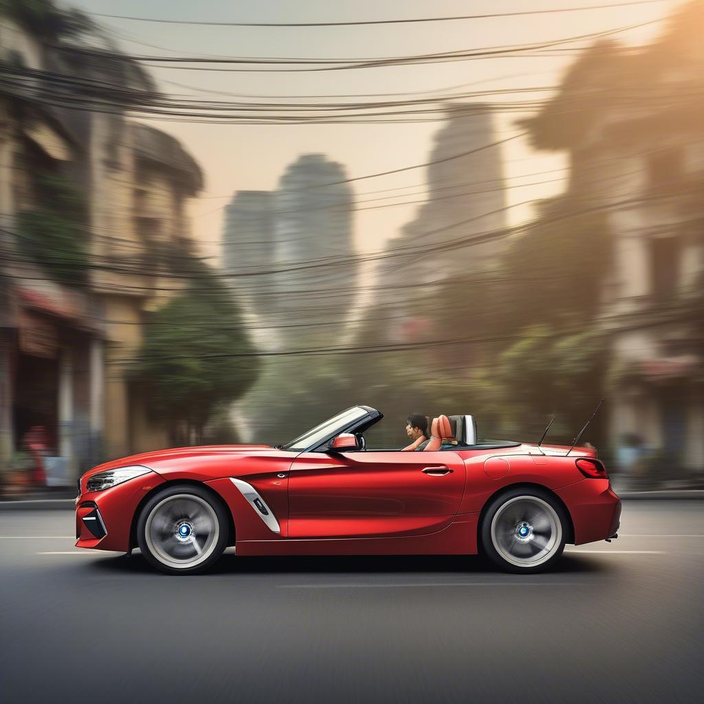 BMW Z4 đỏ rực trên đường phố Hà Nội