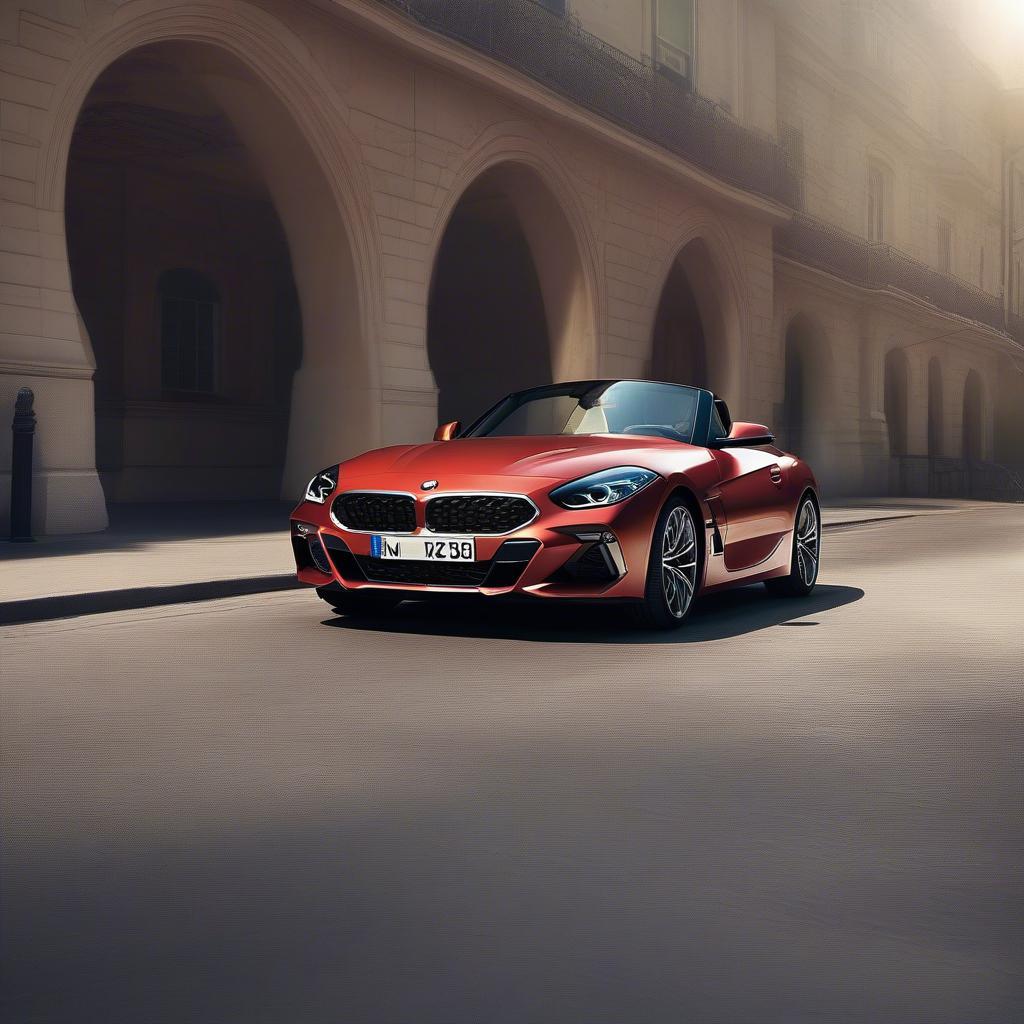 BMW Z4 màu đỏ đẳng cấp đậu trên đường