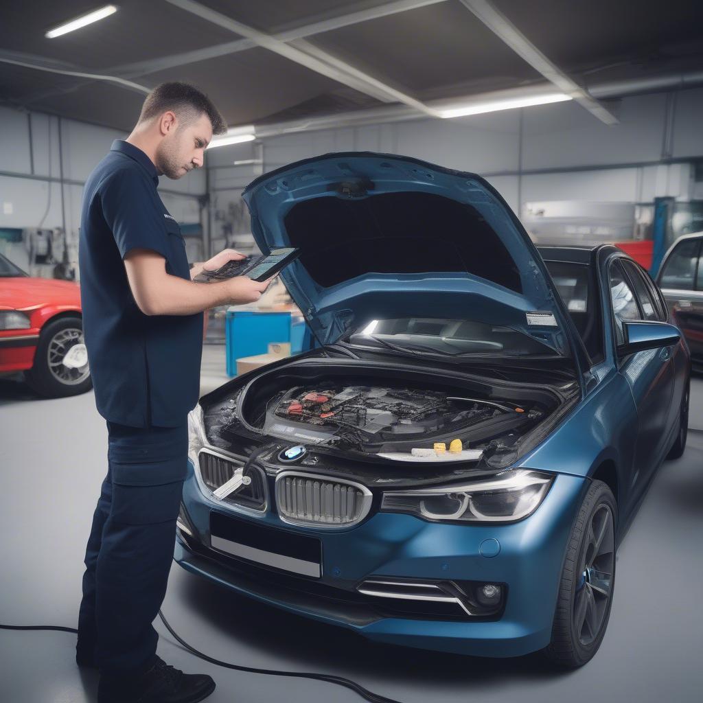 Kiểm tra hệ thống điện BMW 318i bằng thiết bị chuyên dụng