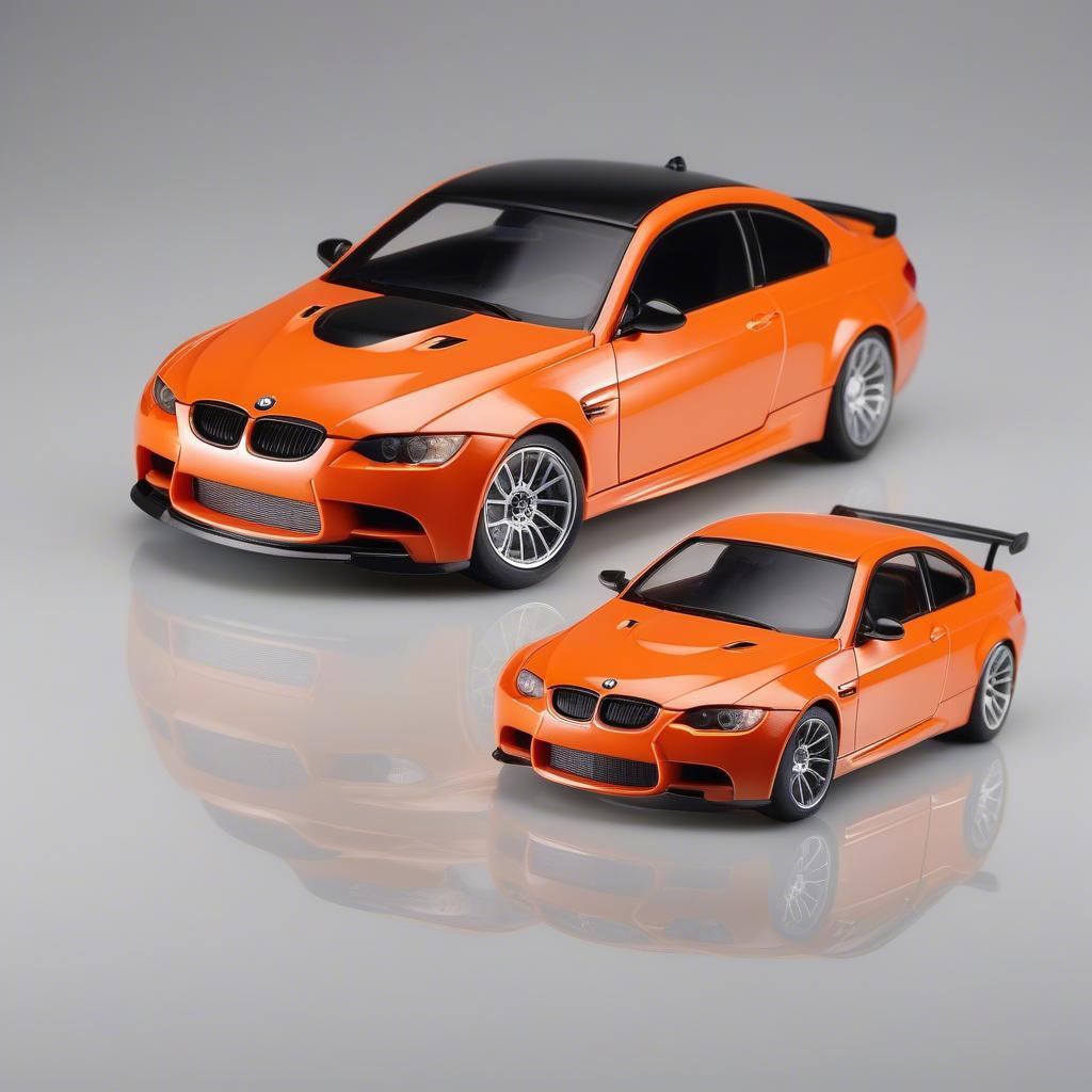 Mô hình Kyosho BMW M3 GTS E92 tỉ lệ 1/18 màu cam nổi bật với chi tiết tinh xảo