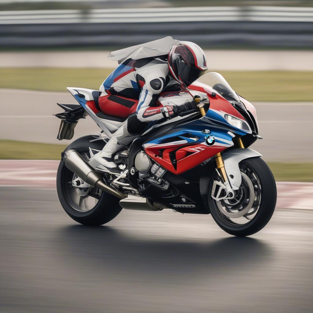 BMW S1000RR với ống xả Austin Racing trên đường đua