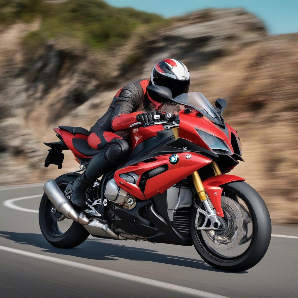 BMW S1000RR 2019 màu đỏ trên đường