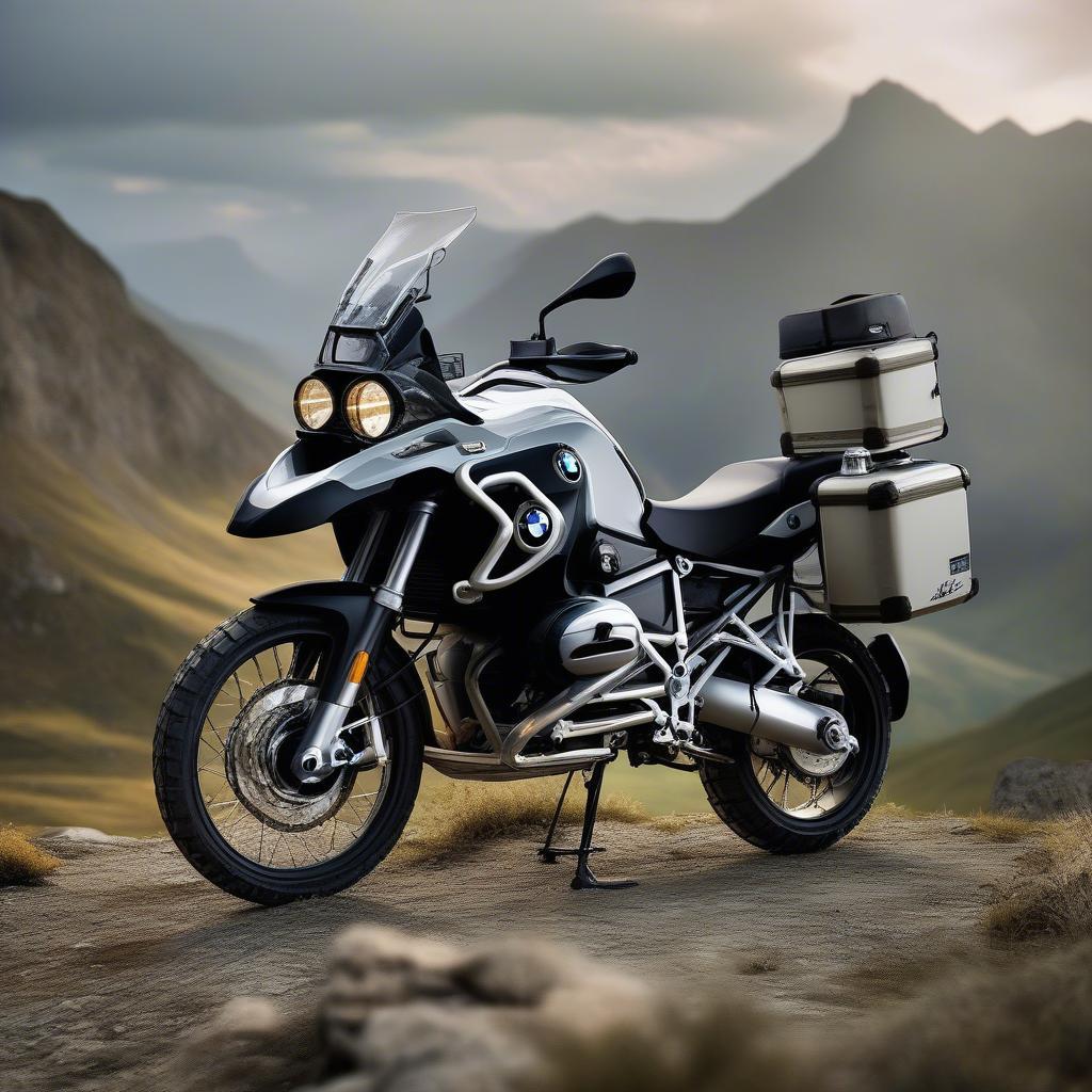 BMW 1200 GS Adventure đậu trên núi với tầm nhìn tuyệt đẹp