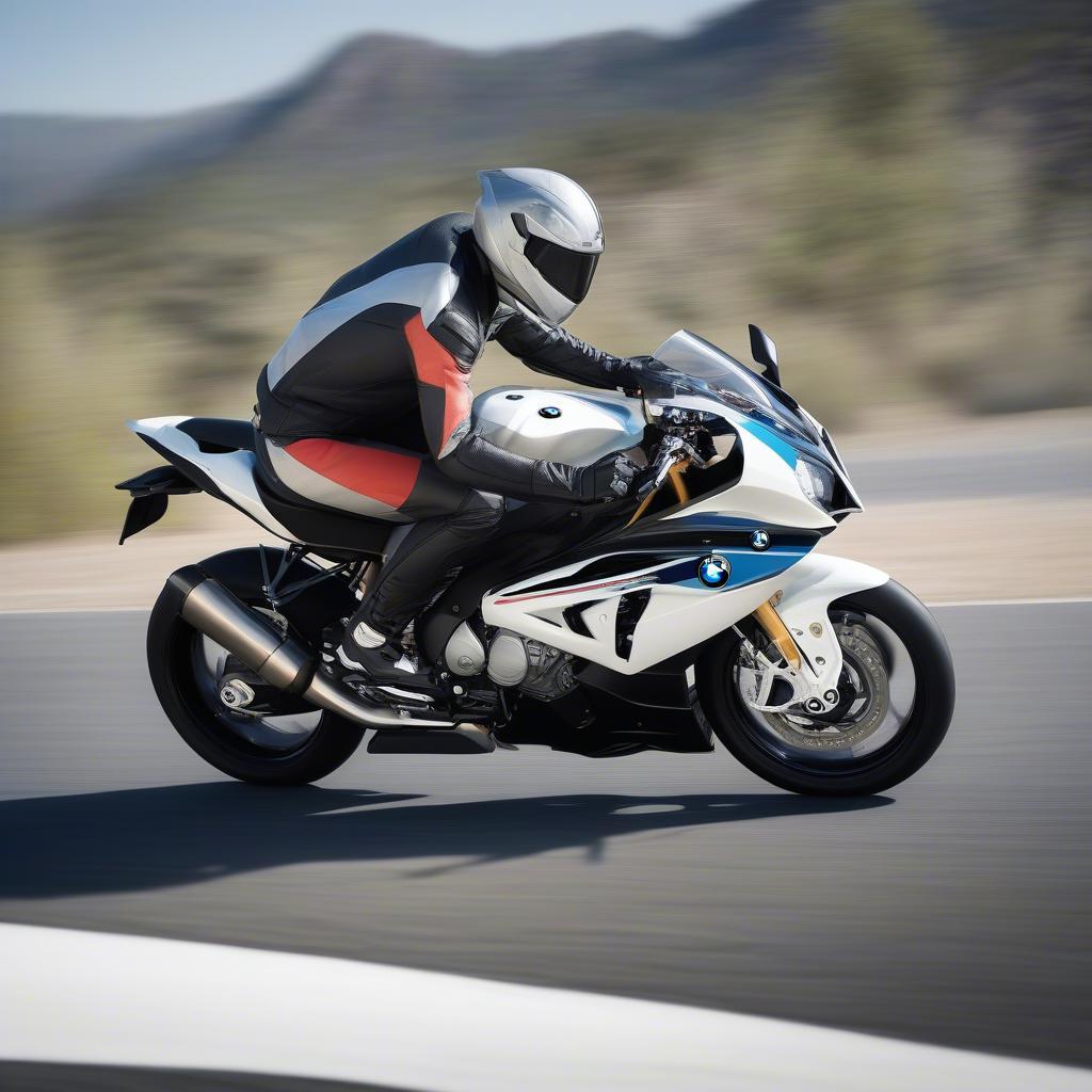 Hình ảnh BMW 1200 RR đang bứt tốc trên đường đua