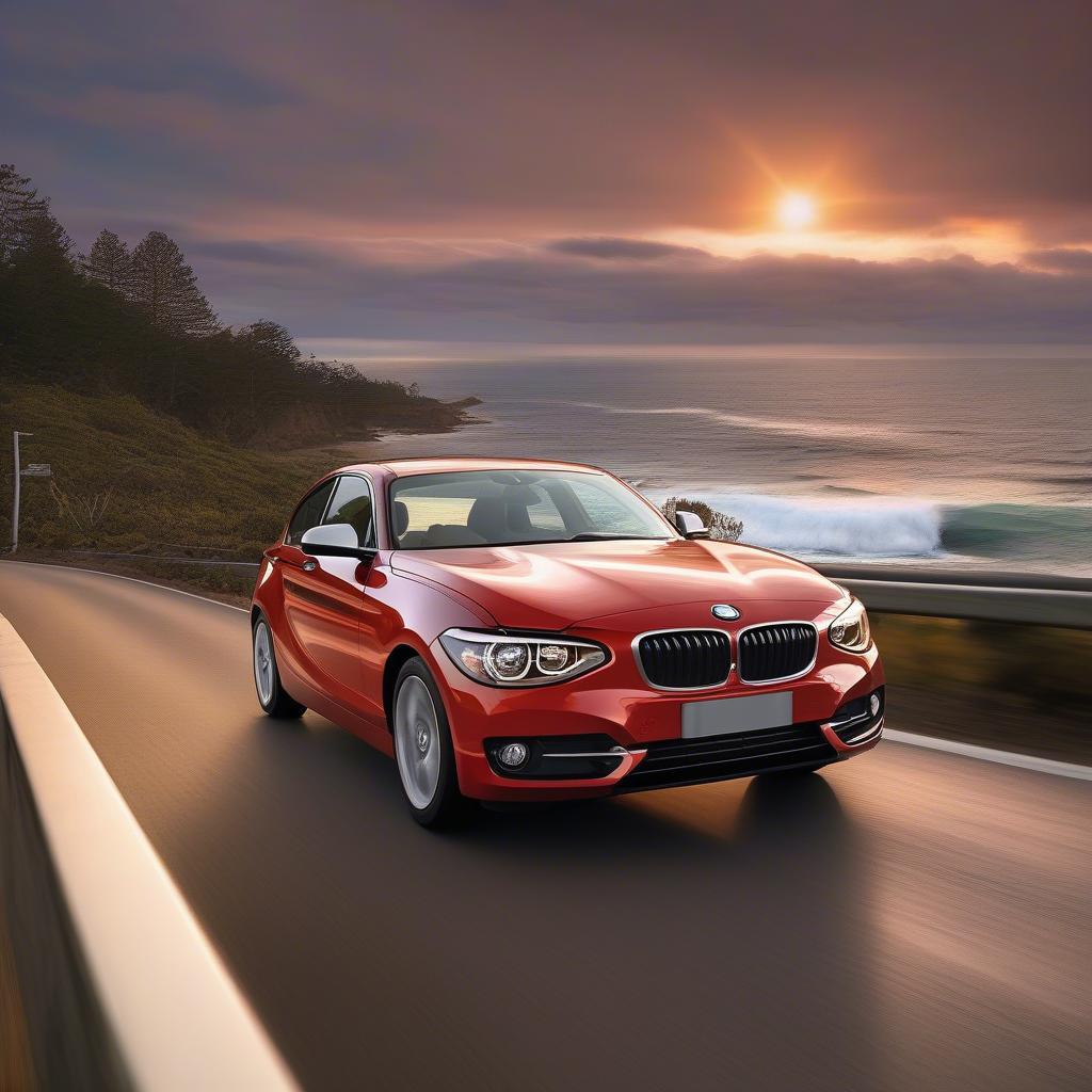 BMW 120i trên đường ven biển Sunshine Coast