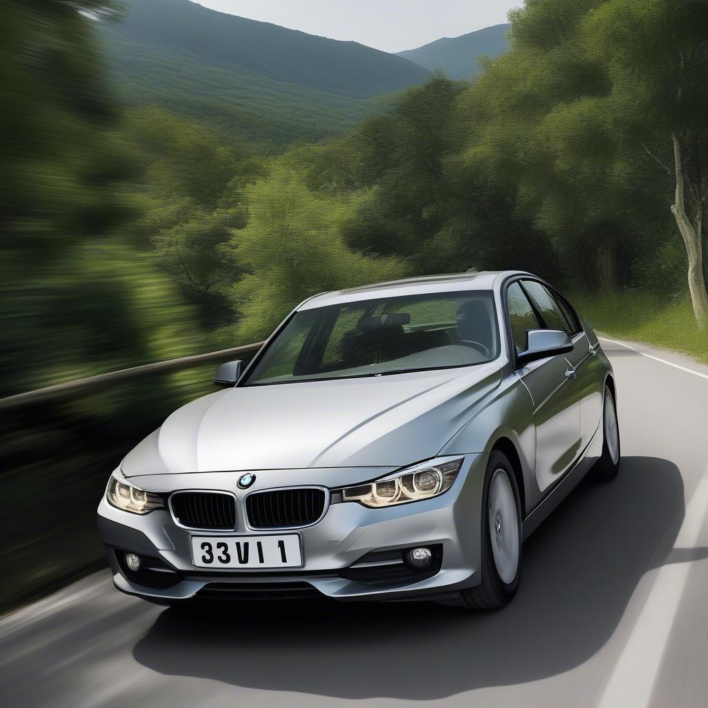 BMW 320i cũ đang lái trên đường