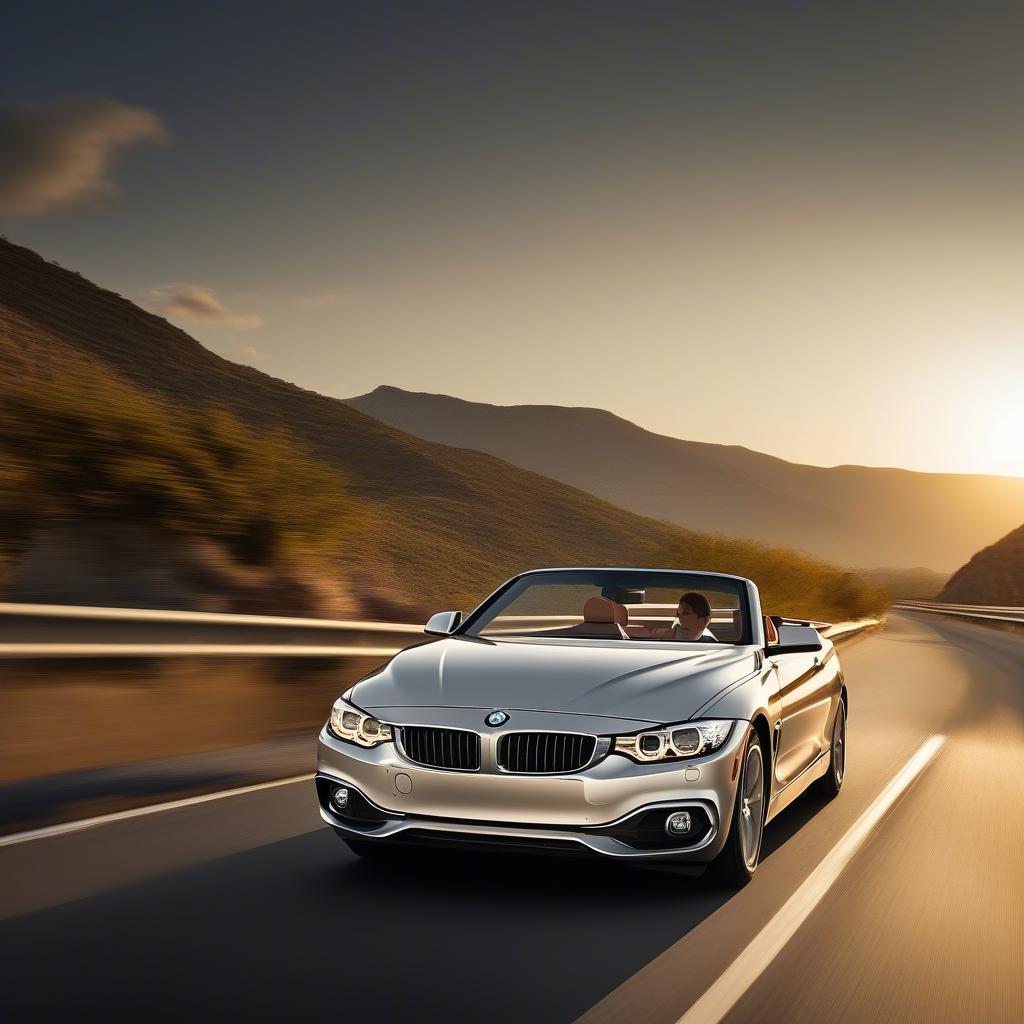 BMW 428i Convertible lướt trên đường cao tốc với mui trần mở rộng