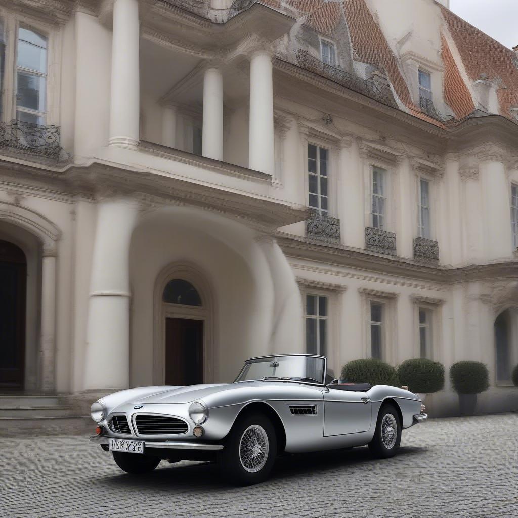 BMW 507 cổ điển đậu tại bãi đỗ xe