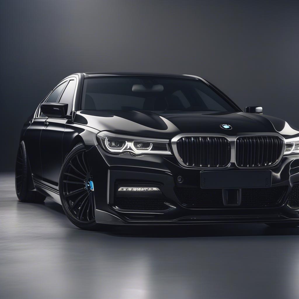 Độ Xe BMW 760Li Body Kit: Hình ảnh chi tiết về bộ body kit được lắp đặt trên BMW 760Li, thể hiện rõ các chi tiết như cản trước, cản sau, ốp sườn và cánh gió.