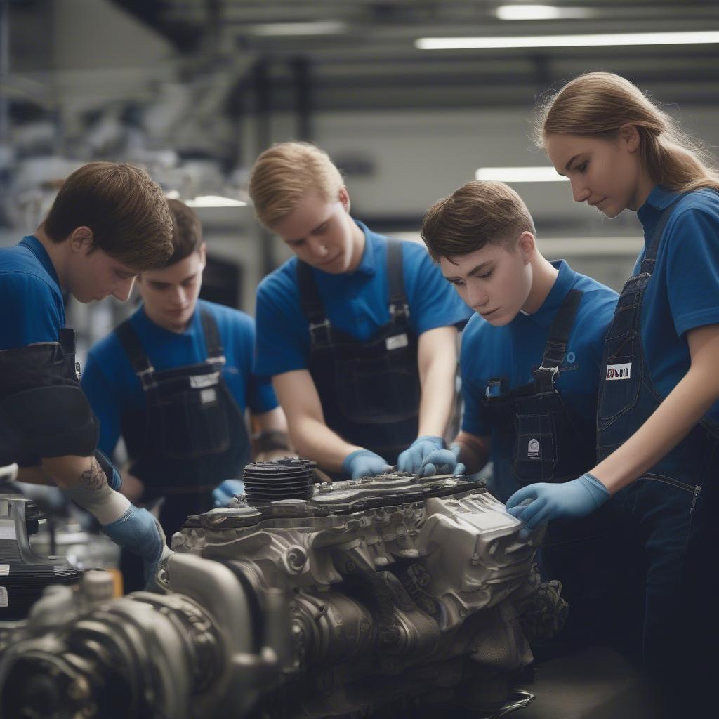 Học viên BMW Apprenticeships Bristol đang thực hành trong xưởng