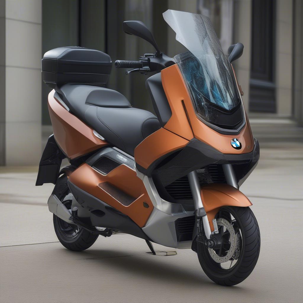 BMW C1 125: Thiết kế an toàn độc đáo với khung bảo vệ và dây an toàn.