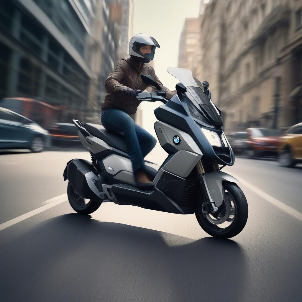 BMW C400X luồn lách trong đô thị đông đúc