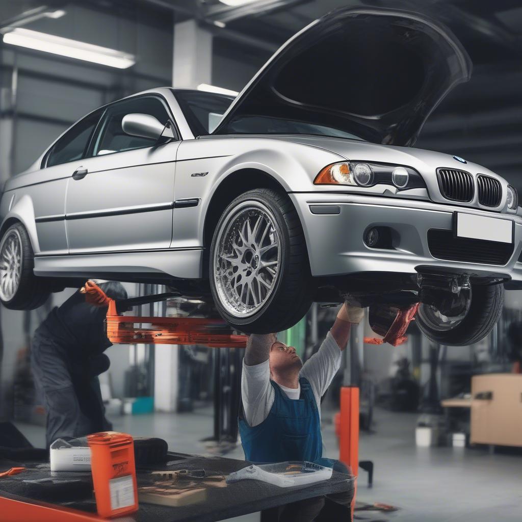 Lắp đặt coilovers cho BMW E46