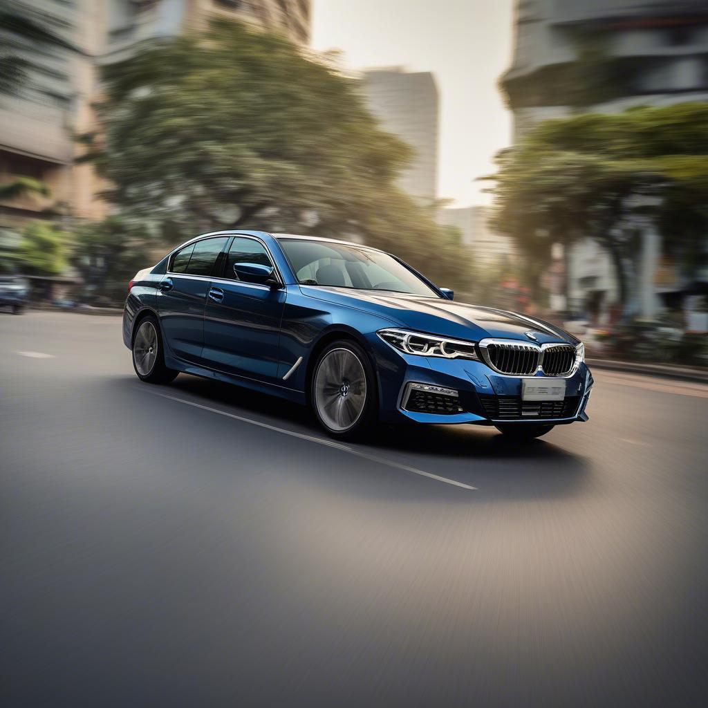 Chiếc BMW G30 540i lướt trên đường phố Hồ Chí Minh