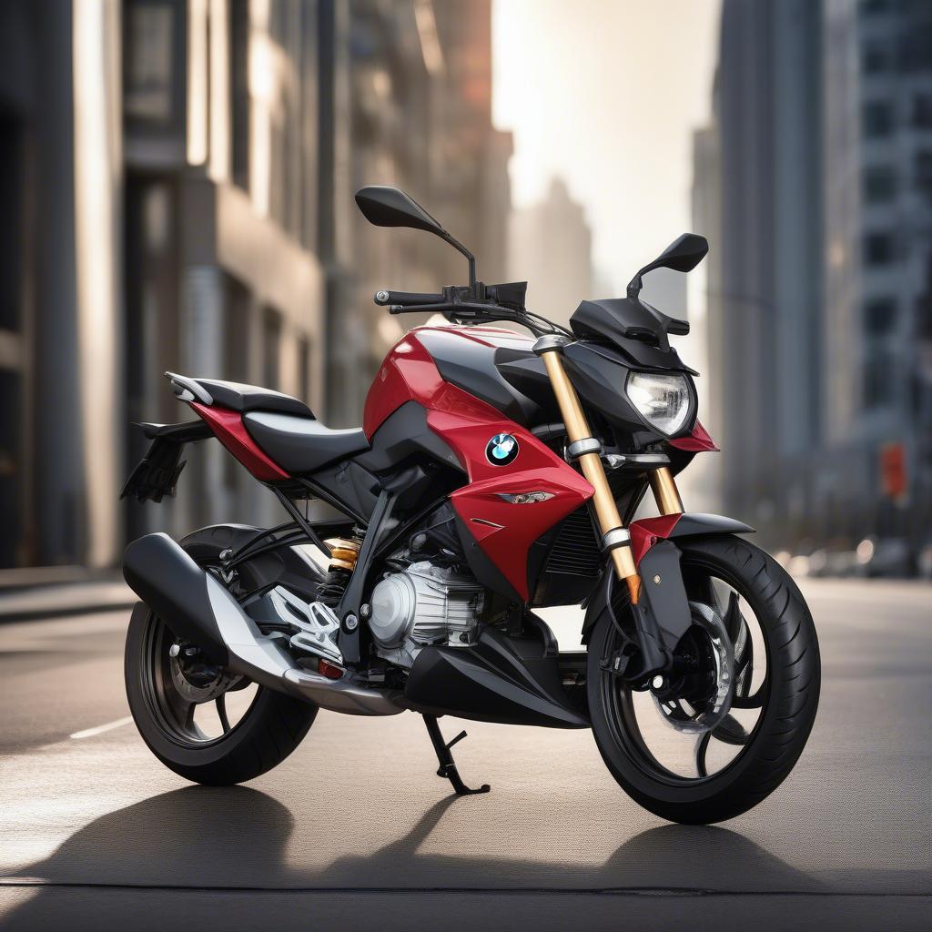 BMW G310R màu đỏ nổi bật trên đường phố