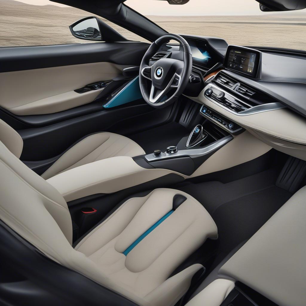 Nội thất BMW i8 bekas sang trọng và hiện đại