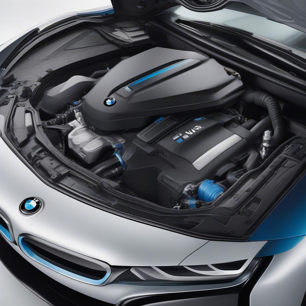 BMW i8 Blå động cơ hybrid mạnh mẽ