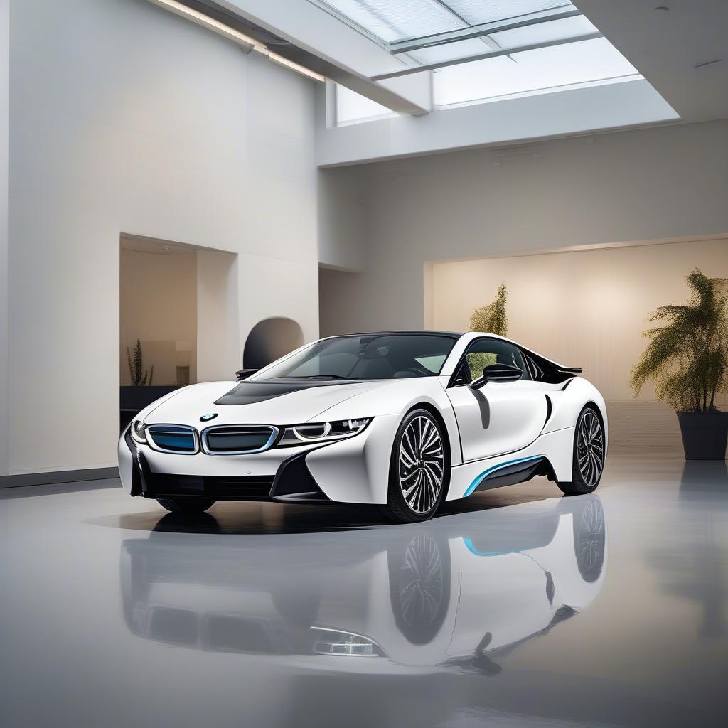 BMW i8 đã qua sử dụng với ngoại thất màu trắng sang trọng