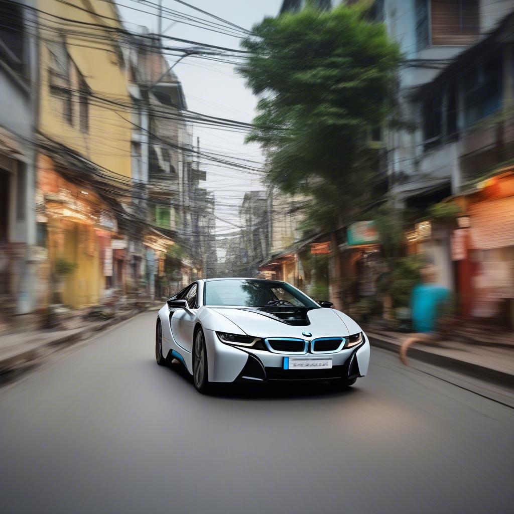 BMW i8 di chuyển trên đường phố Cần Thơ