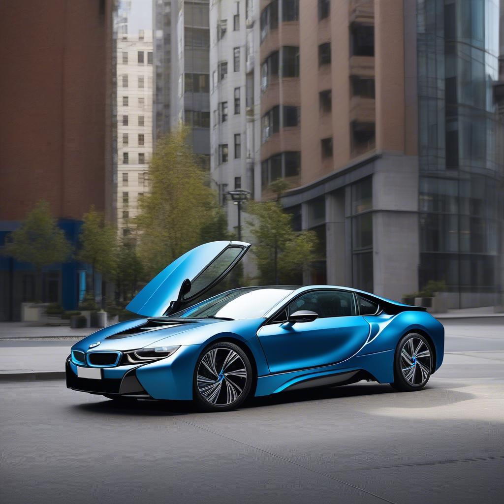 BMW i8 Matte Black and Blue Ngoại Thất