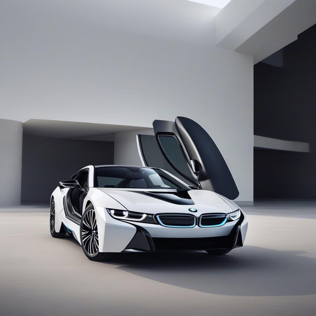 BMW i8 màu trắng hiện đại