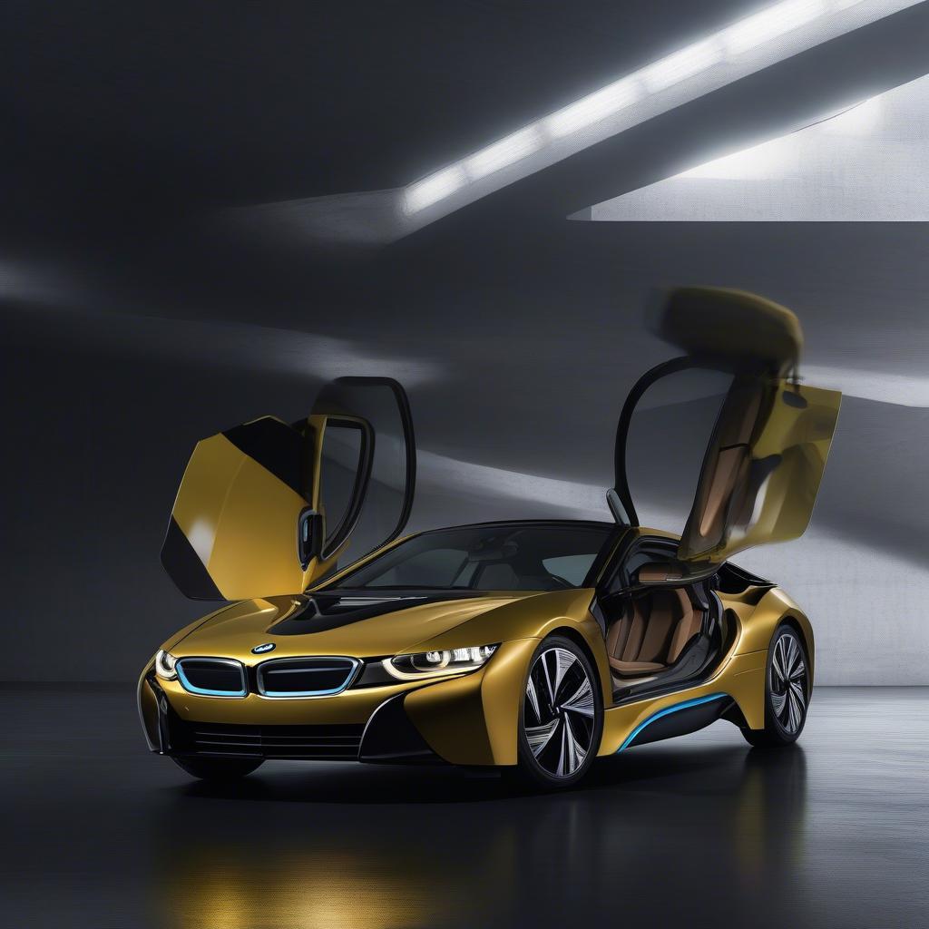 BMW i8 màu vàng - Siêu xe của tương lai