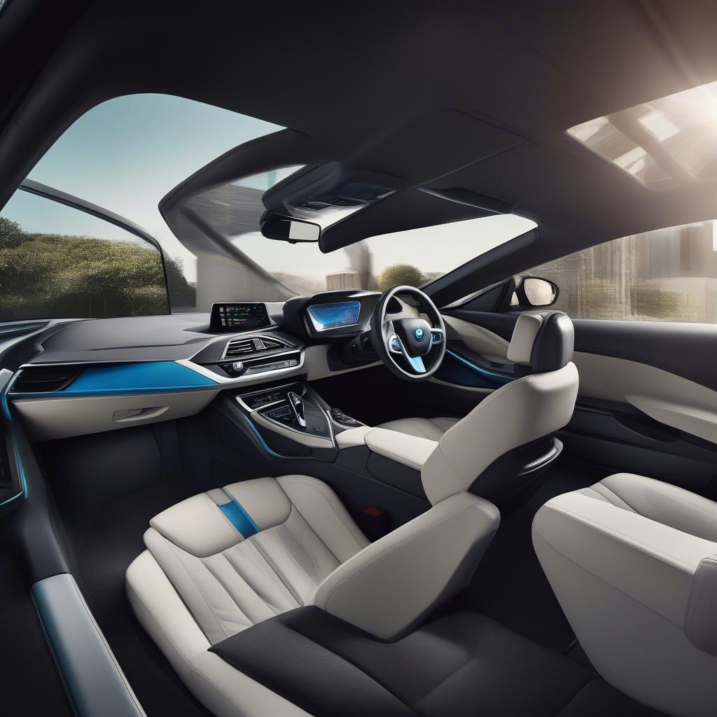 Nội thất hiện đại của BMW i8 với các tùy chọn cá nhân hóa