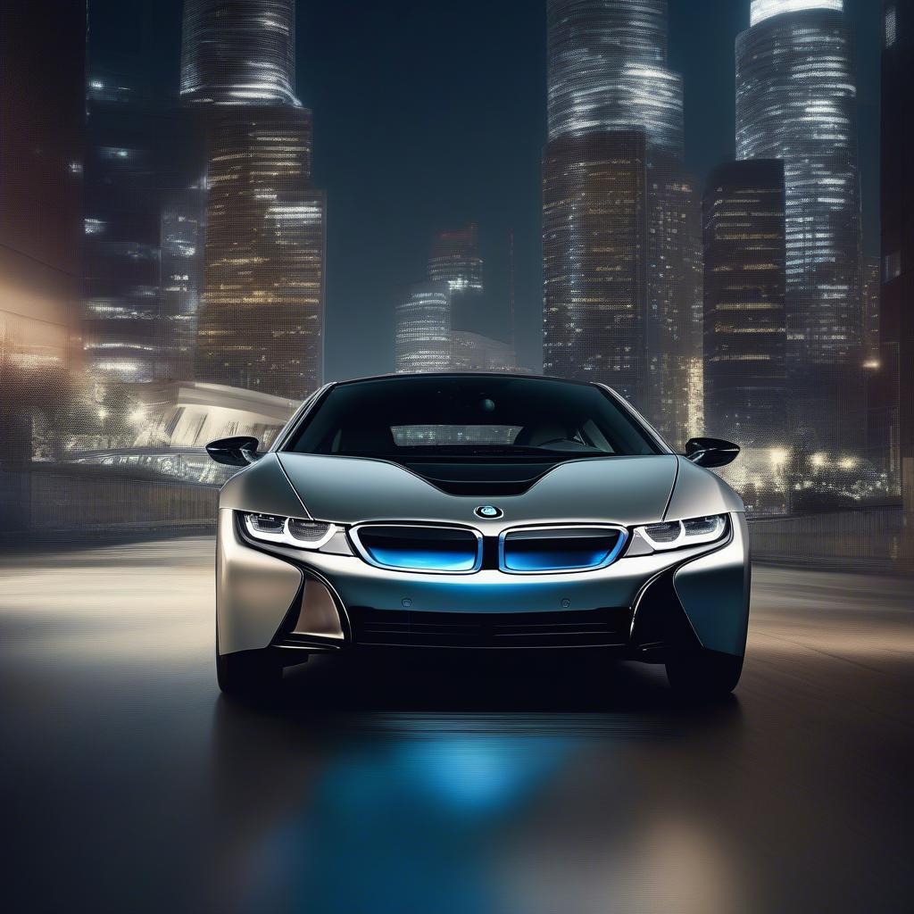 Hình nền BMW i8 HD ban đêm với cửa cánh bướm