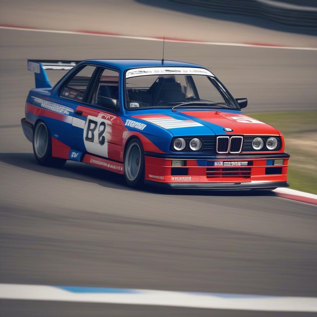 BMW M3 E30 competing in a DTM race