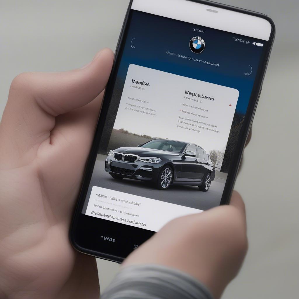 Giao diện BMW Media USA trên điện thoại