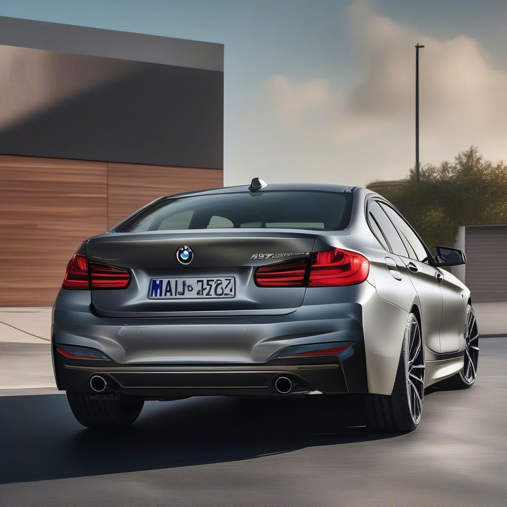 Chiếc BMW Mineral Grey Metallic lộng lẫy dưới ánh nắng chiều.