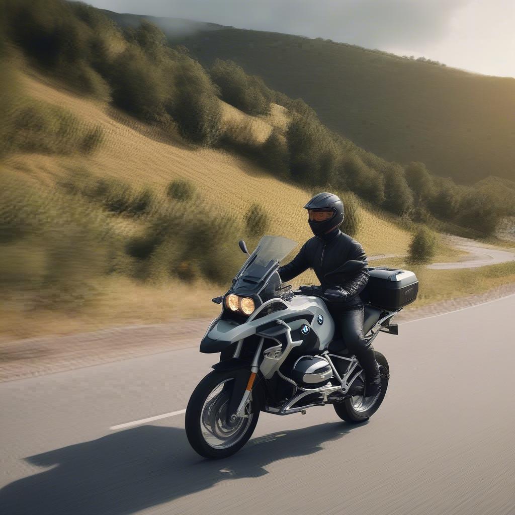 Khách hàng đang trải nghiệm xe tại BMW Motorrad Madrid