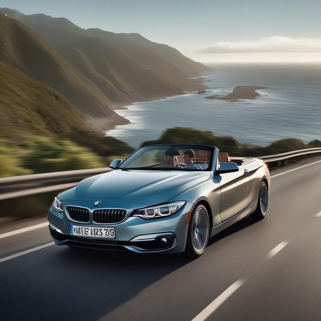 BMW mui trần 2017 chạy trên đường ven biển