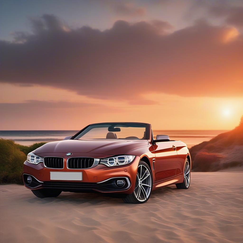 BMW Mui Trần 4 Chỗ Đỗ Xe Bên Bờ Biển