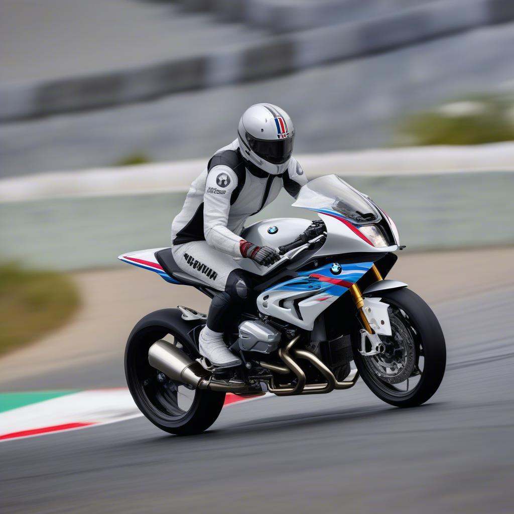 BMW R nine T Racer đang chạy trên đường đua