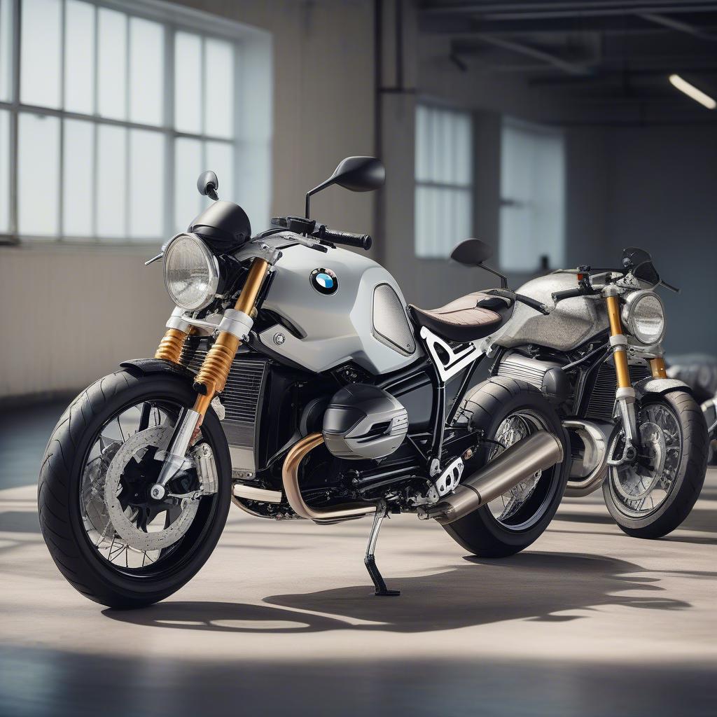 BMW R nine T Racer độ bên cạnh những chiếc xe độ khác