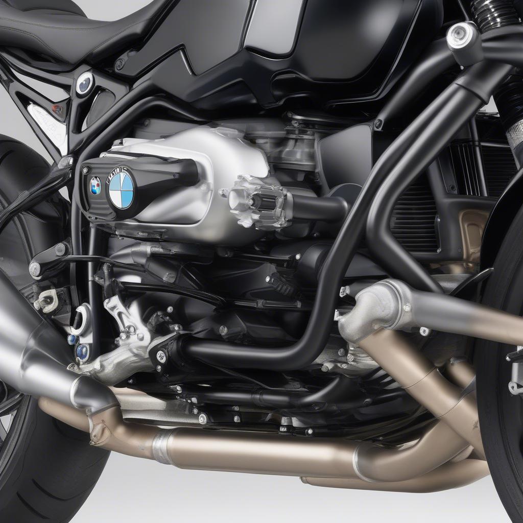 BMW R NineT nhập khẩu với động cơ mạnh mẽ và hệ thống ống xả ấn tượng