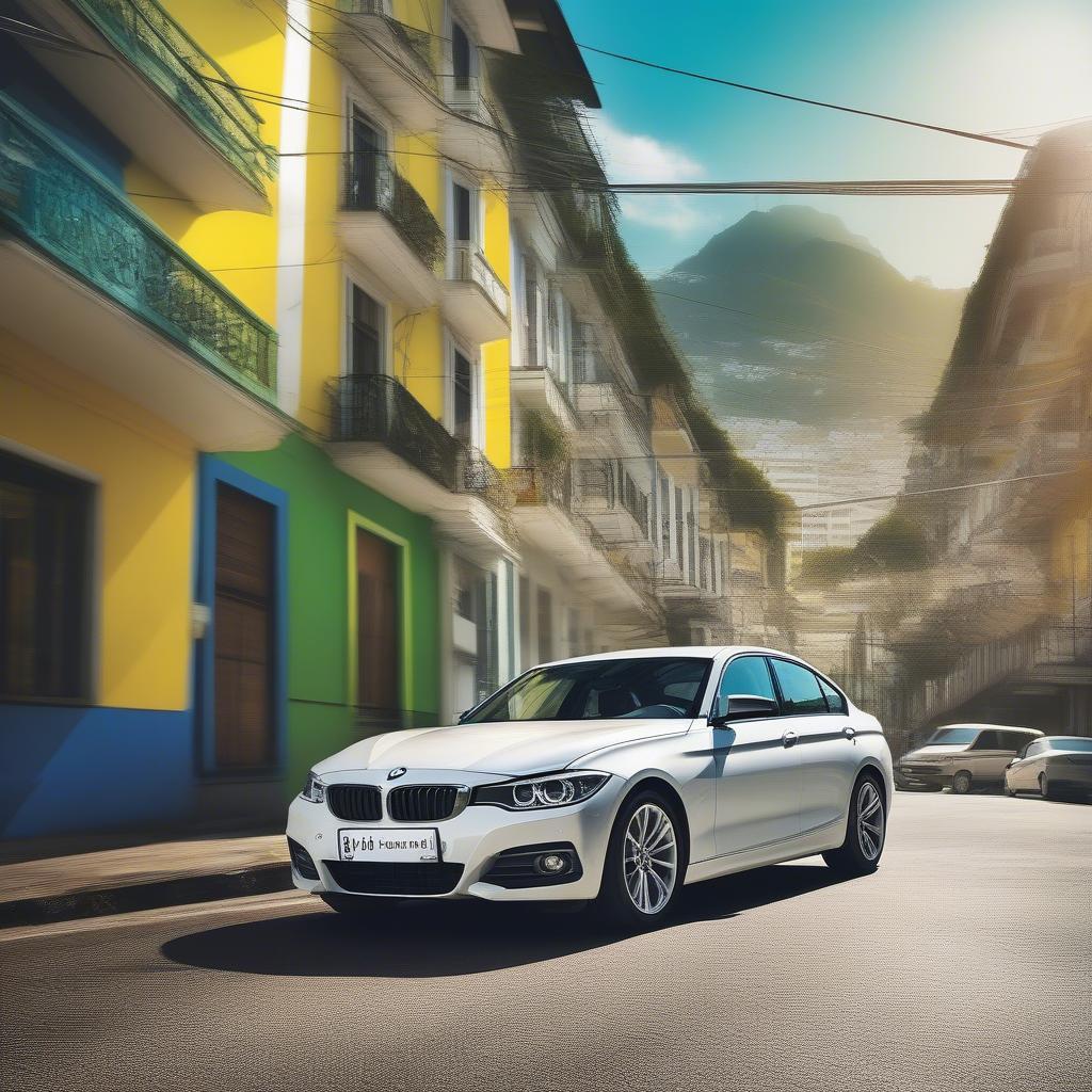 Chiếc BMW RJ di chuyển trên đường phố Rio de Janeiro.