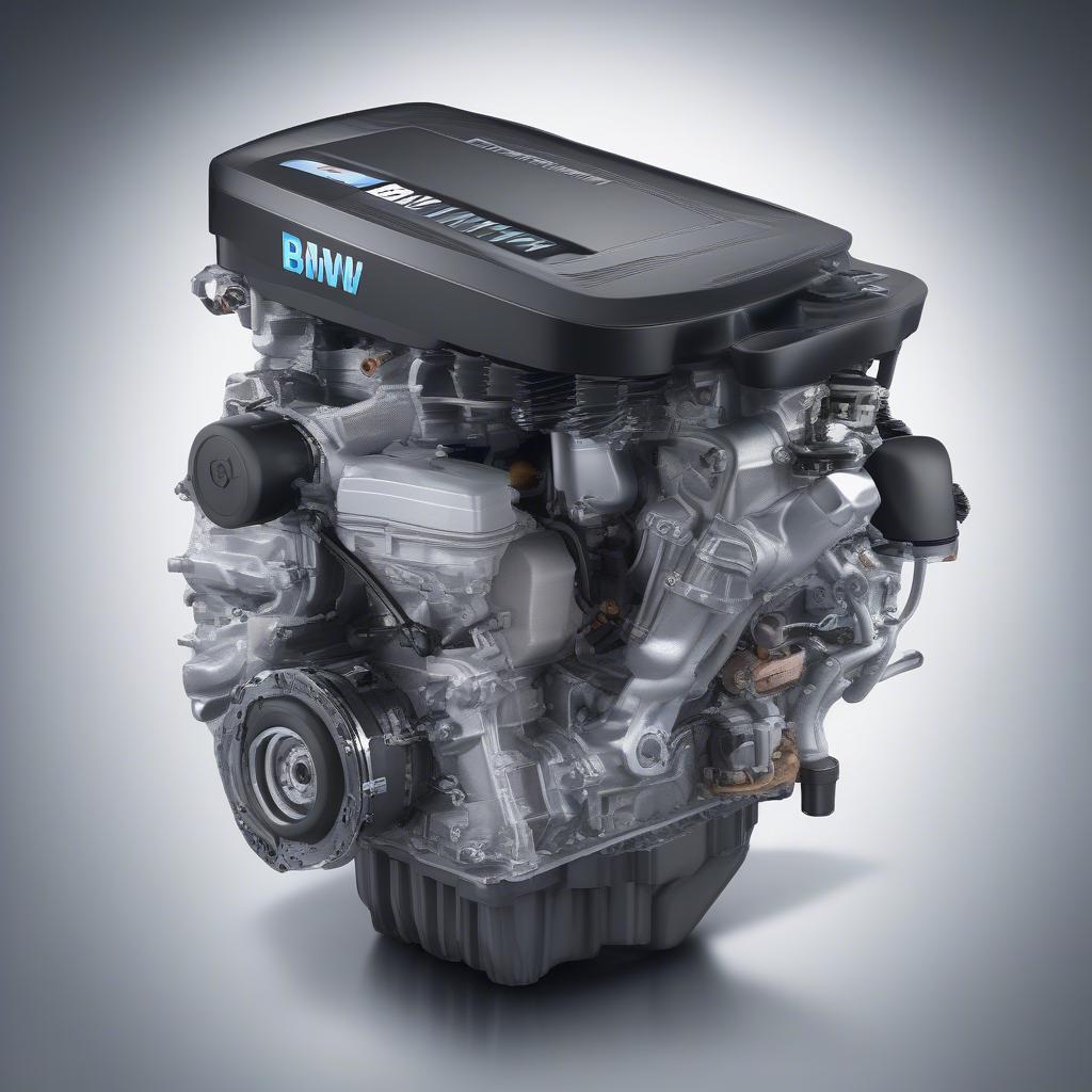 BMW RNT Động Cơ Mới: Hình ảnh minh họa động cơ hybrid tiên tiến của BMW, kết hợp giữa động cơ xăng và động cơ điện.