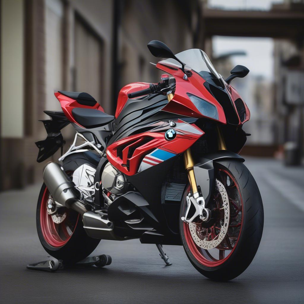 BMW S1000RR 2019 màu đỏ đang đứng yên