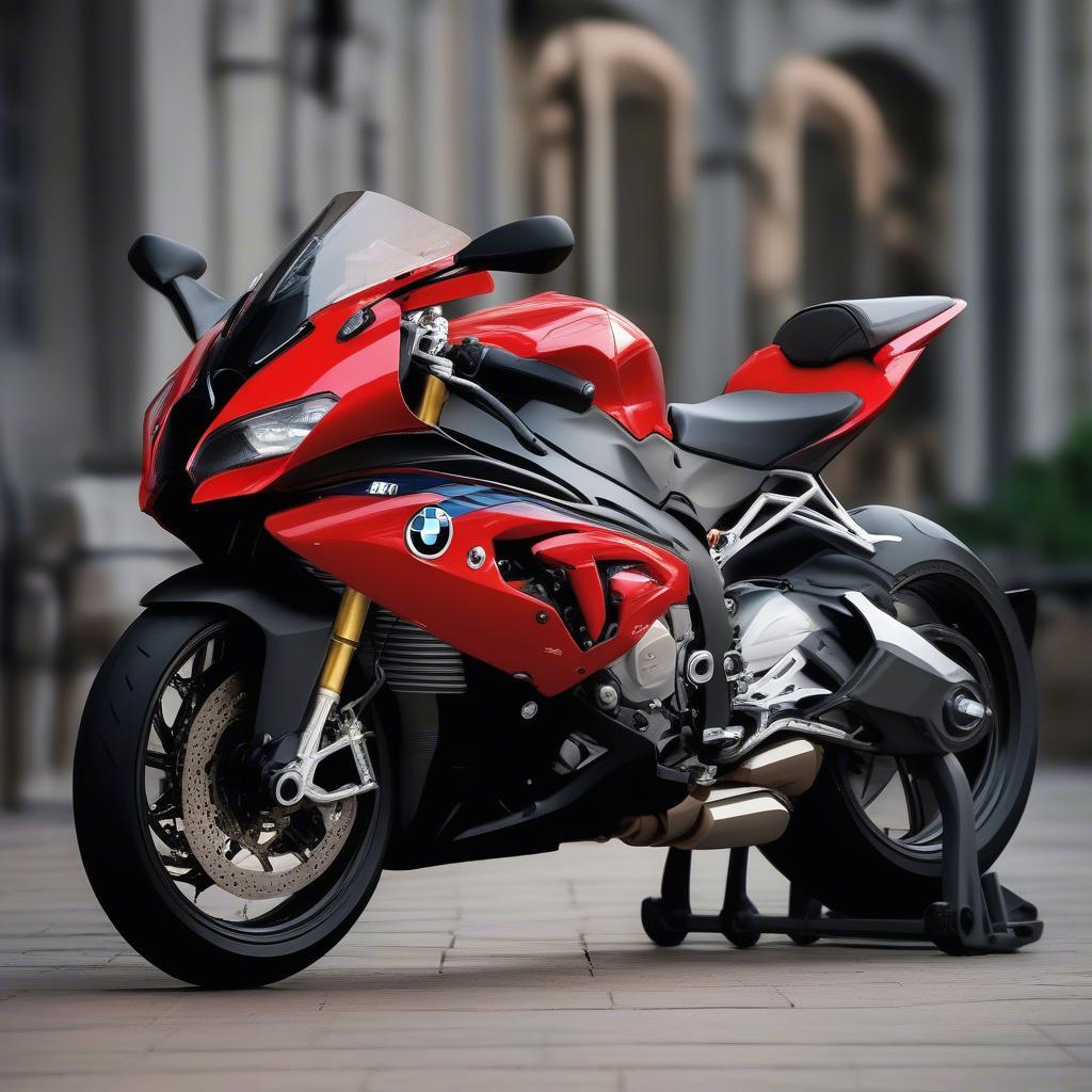 BMW S1000RR 2019 màu đỏ đang đứng yên