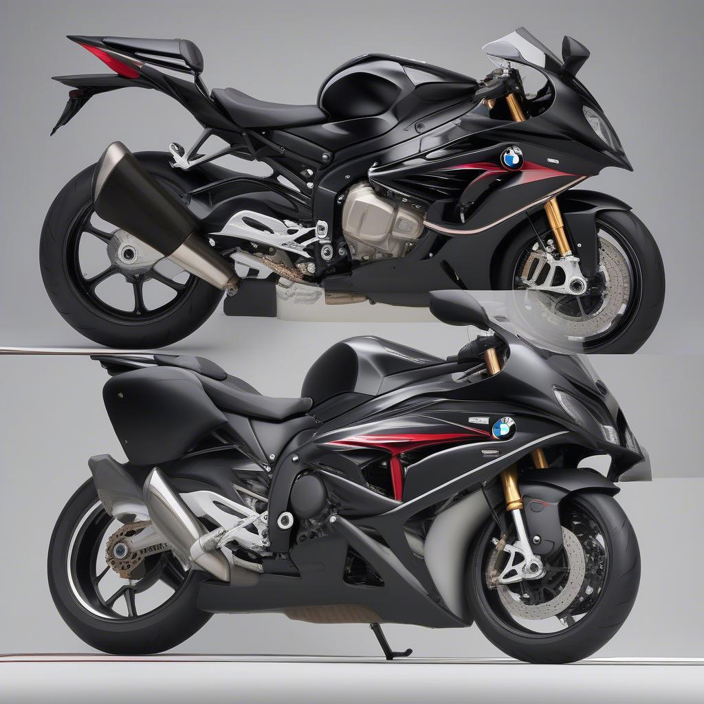 BMW S1000RR đen góc nhìn chiều ngang