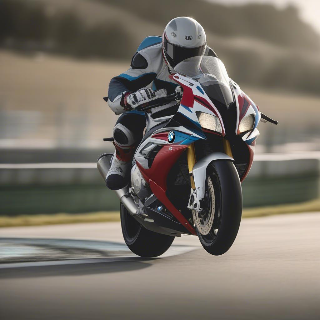 BMW S1000RR đang chạy trên đường đua