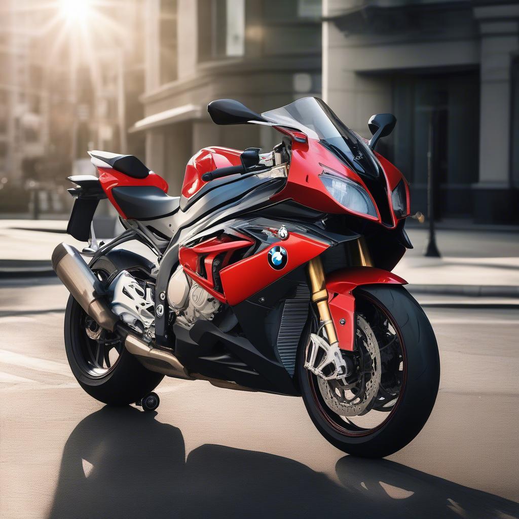 BMW S1000RR màu đỏ đẳng cấp trên đường phố