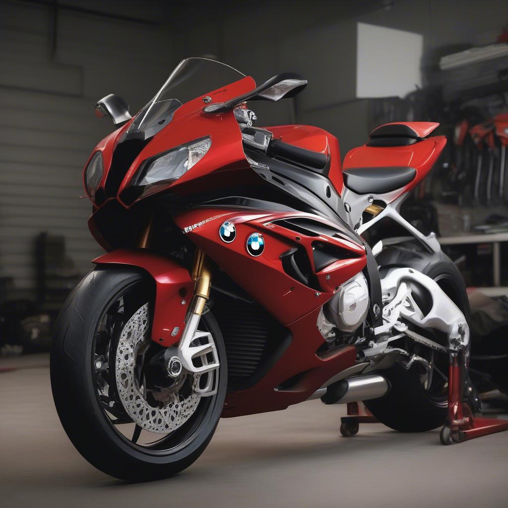 BMW S1000RR màu đỏ độ xe cá tính