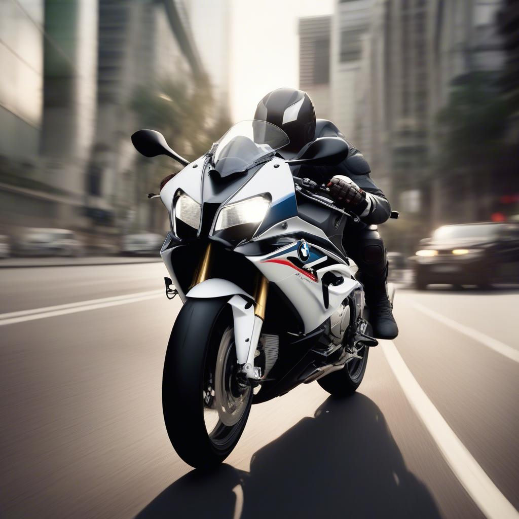 BMW S1000RR di chuyển trên đường phố