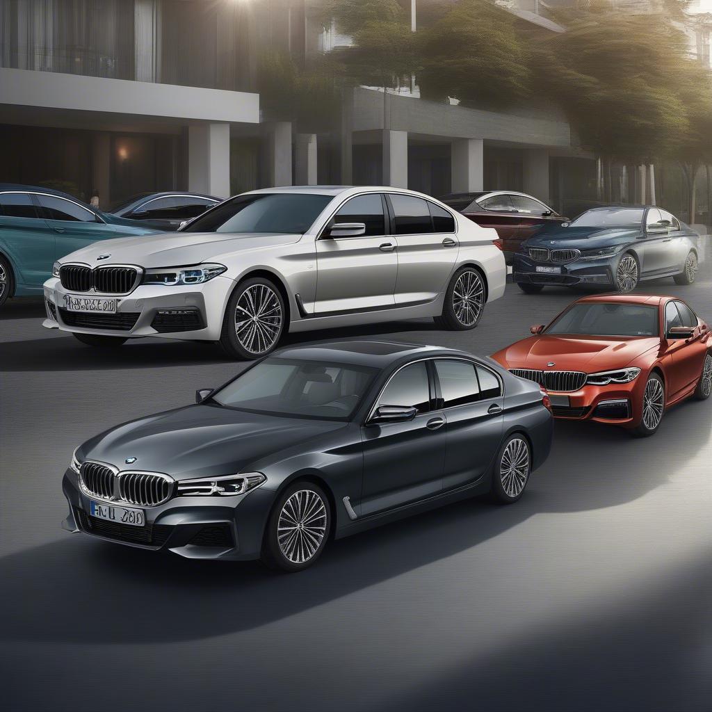 Hình ảnh các dòng xe BMW Sedan cho thuê tại Cầu Giấy, bao gồm BMW 5 Series, 7 Series...